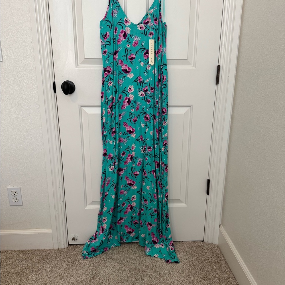 Floral Maxi Dress in Teal and Pink